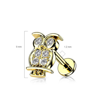 Labret Hibou Zircone Filetage Interne
