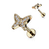 Labret Papillon Zircone Filetage Interne