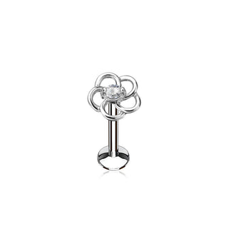 Labret Fleur Zircone Filetage Interne