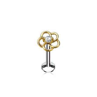 Labret Fleur Zircone Filetage Interne