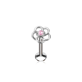Labret Fleur Zircone Filetage Interne
