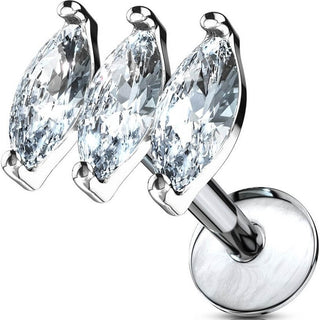 Labret 3 Marquises Zircone Filetage Interne