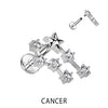 Labret Signe Du Zodiaque Zircone Argent Filetage Interne