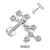 Labret Signe Du Zodiaque Zircone Argent Filetage Interne