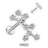 Labret Zodiac sign Zirconia Silver Internally Threaded