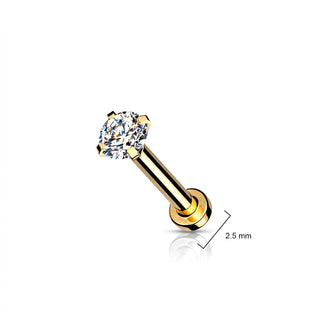 Labret Zirconia dimple setting Internally Threaded