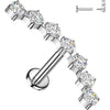 Labret 7 curved cubic zirconia prong setting Internally Threaded