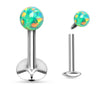 Labret Opale Sphérique Argent Filetage Interne