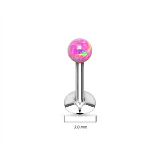 Labret Spherical Opal Silver Internally Threaded