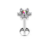 Labret Fleur Zircone Argent Filetage Interne