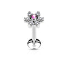 Labret Fleur Zircone Argent Filetage Interne