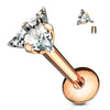Labret Triangle Zircone Filetage Interne