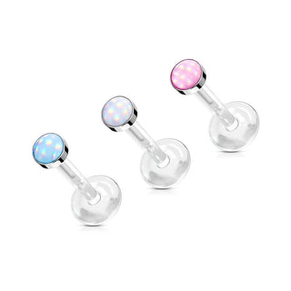 Labret Glänzender Flacher Synthetik Stein