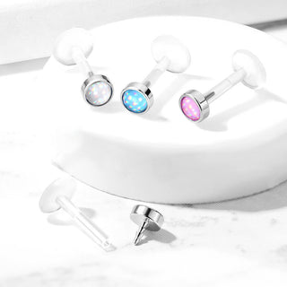 Labret Glänzender Flacher Synthetik Stein