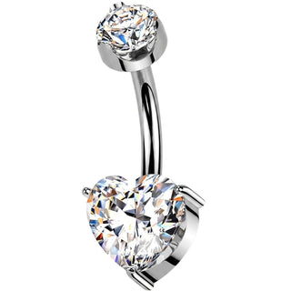 Titanium Belly Button Piercing moissanite heart Internally Threaded