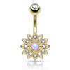 Belly Button Piercing Flower Zirconia Opal