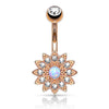 Belly Button Piercing Flower Zirconia Opal