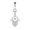 Belly Button Piercing Hamsa dangle Zirconia