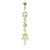Belly Button Piercing Leaf 3 Zirconia dangle