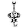 Belly Button Piercing Elephant Zirconia