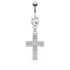Belly Button Piercing Cross dangle Zirconia
