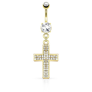 Belly Button Piercing Cross dangle Zirconia