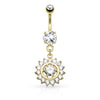 Belly Button Piercing Sun dangle Zirconia
