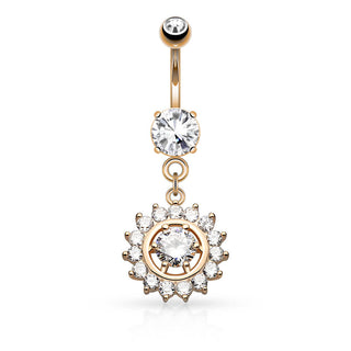 Belly Button Piercing Sun dangle Zirconia