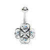 Belly Button Piercing CloverLeaf Zirconia