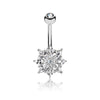 Belly Button Piercing Flower Zirconia Silver
