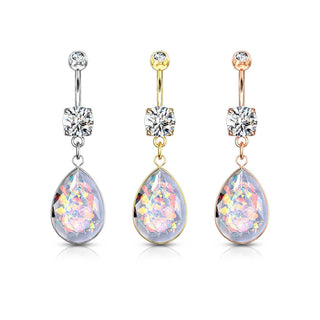 Belly Button Piercing Rainbow dangle Opal