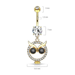Bauchnabelpiercing Eule beweglich Zirkonia