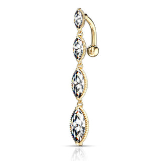 Belly Button Piercing Top Down Marquise Cut 4 Zirconia