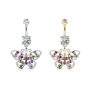 Bauchnabelpiercing Schmetterling Bunt beweglich Zirkonia