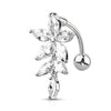 Belly Button Piercing Top Down Flower Zirconia Silver