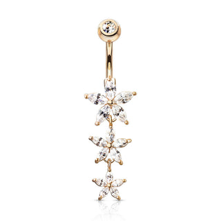 Bauchnabelpiercing Blumen beweglich Zirkonia