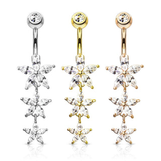 Bauchnabelpiercing Blumen beweglich Zirkonia