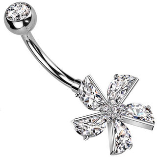 Belly Button Piercing Flower Zirconia