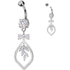 Piercing Nombril ruban feuille de vigne pendentif zircone
