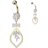 Piercing Nombril ruban feuille de vigne pendentif zircone