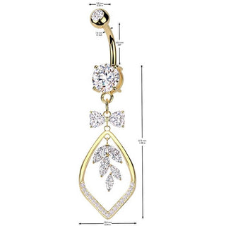 Piercing Nombril ruban feuille de vigne pendentif zircone