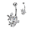 Piercing Nombril fleurs zircone