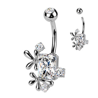 Piercing Nombril fleurs zircone