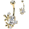 Piercing Nombril fleurs zircone