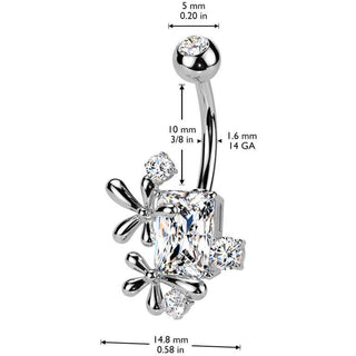 Piercing Nombril fleurs zircone