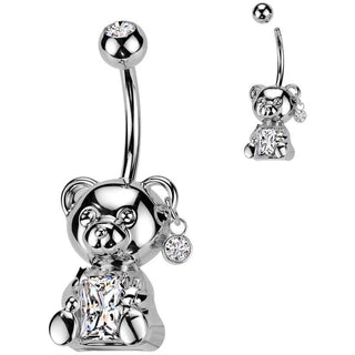 Piercing Nombril ours en peluche zircone