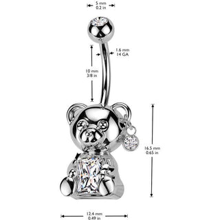 Piercing Nombril ours en peluche zircone