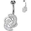 Piercing Nombril nœud zircone taille baguette 