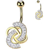 Piercing Nombril nœud zircone taille baguette 