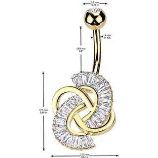 Piercing Nombril nœud zircone taille baguette 